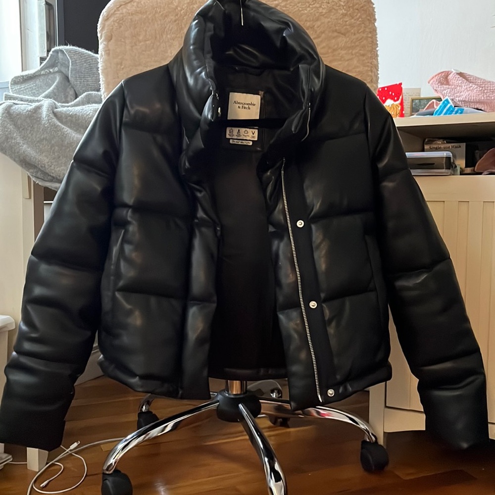 Abercrombie Faux Leather Mini Puffer Coat